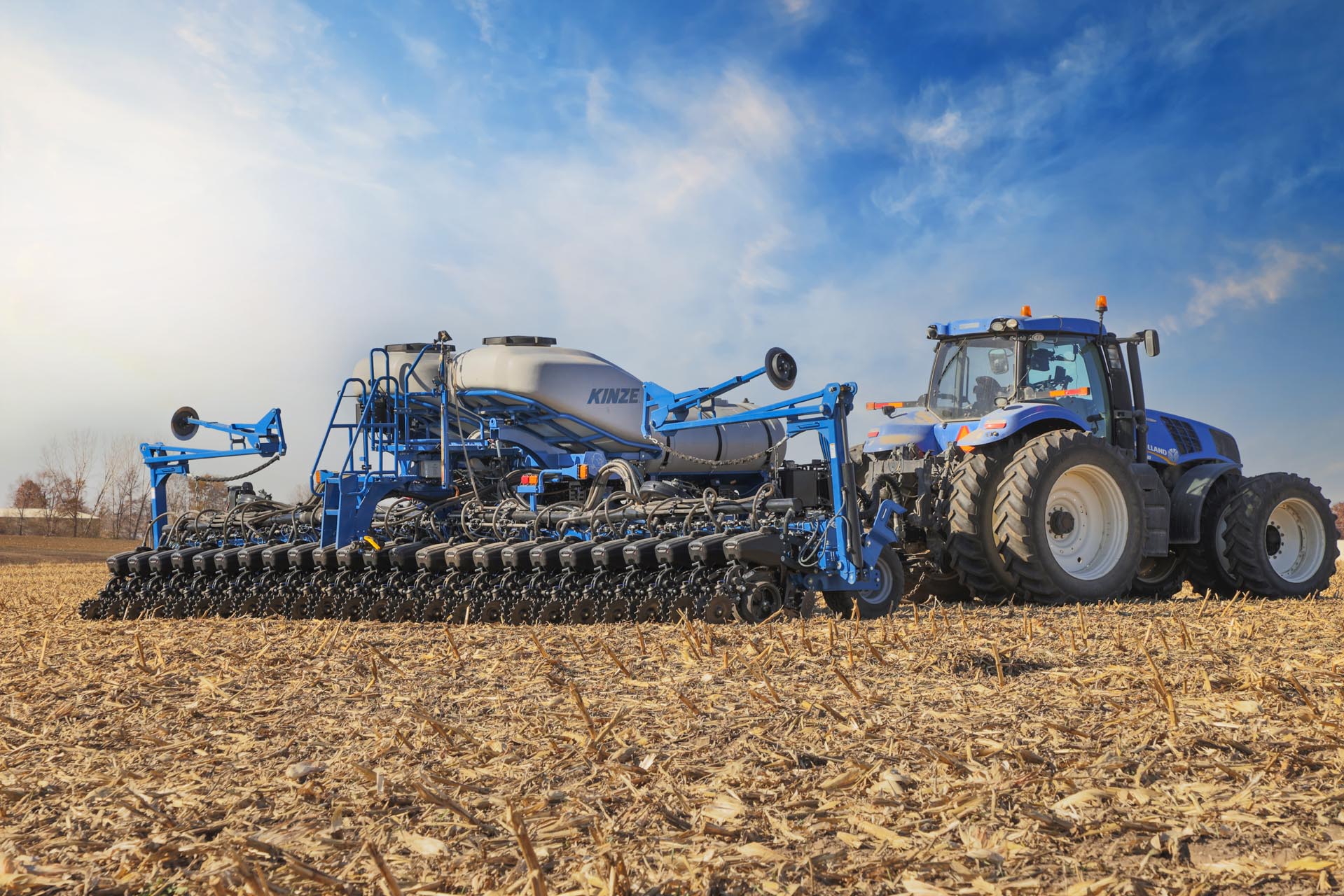 Combine harvesters in a field